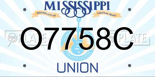 O7758C Mississippi License Plate