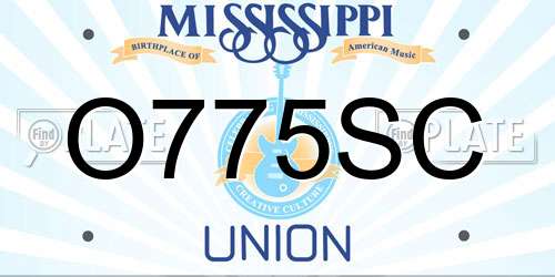 O775SC Mississippi License Plate