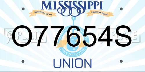 O77654S Mississippi License Plate