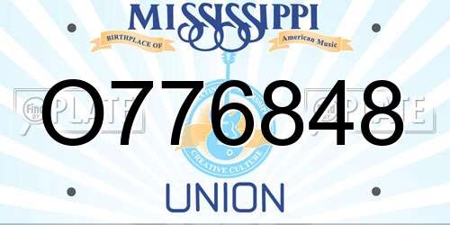 O776848 Mississippi License Plate