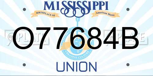 O77684B Mississippi License Plate