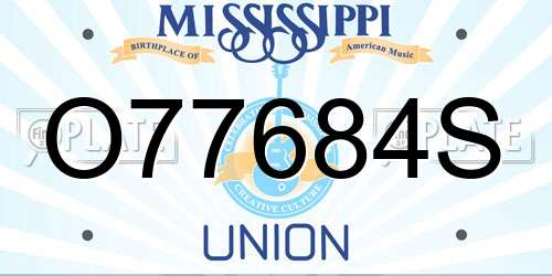 O77684S Mississippi License Plate
