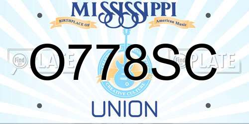O778SC Mississippi License Plate