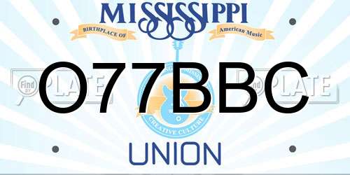 O77BBC Mississippi License Plate