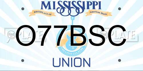 O77BSC Mississippi License Plate