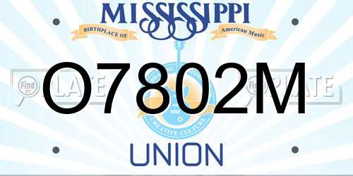O7802M Mississippi License Plate