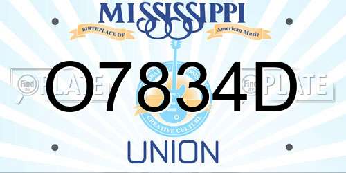 O7834D Mississippi License Plate