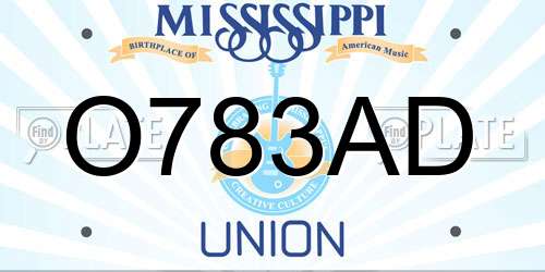 O783AD Mississippi License Plate
