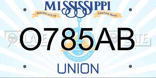 O785AB Mississippi License Plate