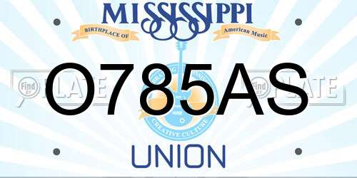 O785AS Mississippi License Plate