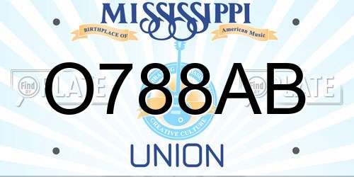 O788AB Mississippi License Plate