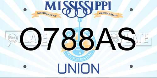 O788AS Mississippi License Plate