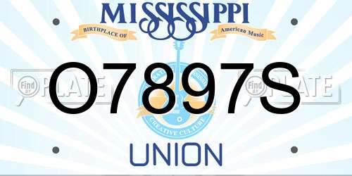 O7897S Mississippi License Plate