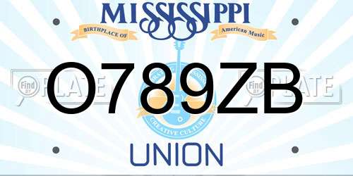 O789ZB Mississippi License Plate