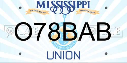 O78BAB Mississippi License Plate