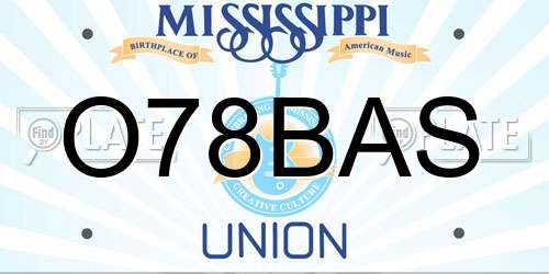 O78BAS Mississippi License Plate