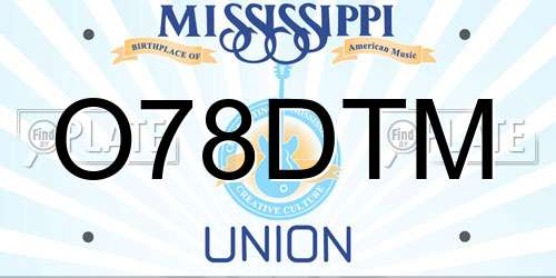 O78DTM Mississippi License Plate
