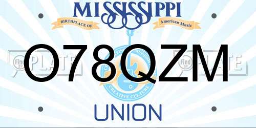 O78QZM Mississippi License Plate