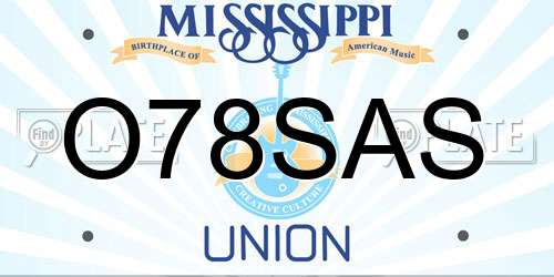 O78SAS Mississippi License Plate