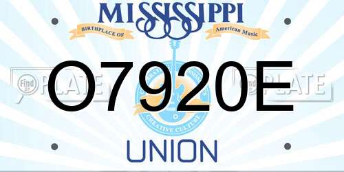O7920E Mississippi License Plate