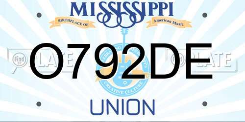O792DE Mississippi License Plate