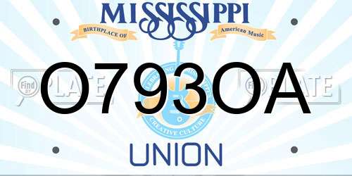 O793OA Mississippi License Plate