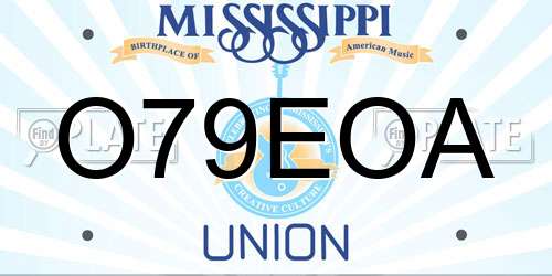 O79EOA Mississippi License Plate