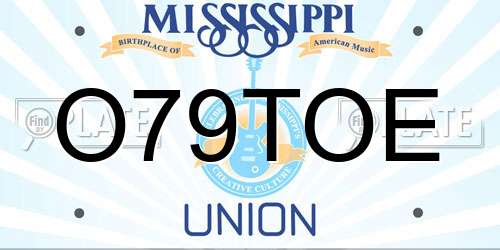 O79TOE Mississippi License Plate