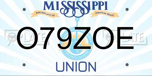 O79ZOE Mississippi License Plate
