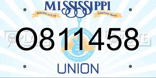 O811458 Mississippi License Plate