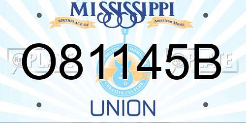 O81145B Mississippi License Plate
