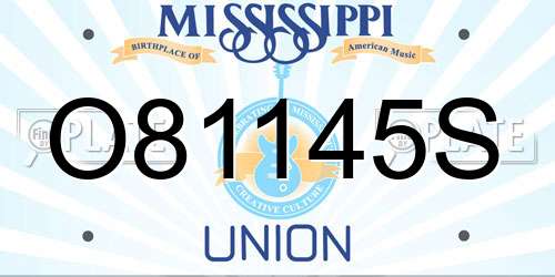 O81145S Mississippi License Plate