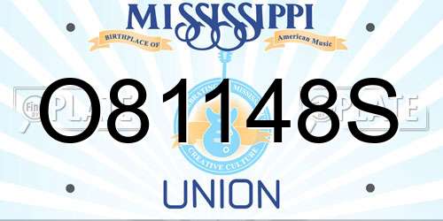 O81148S Mississippi License Plate