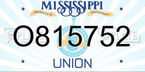 O815752 Mississippi License Plate