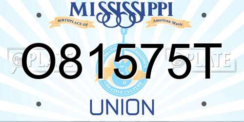 O81575T Mississippi License Plate
