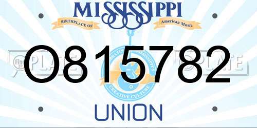 O815782 Mississippi License Plate