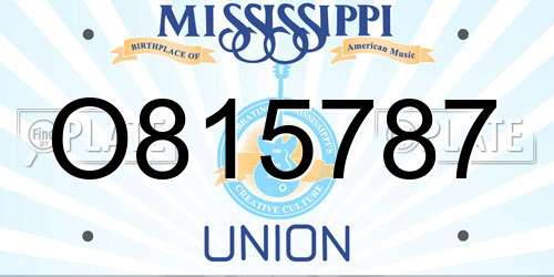 O815787 Mississippi License Plate