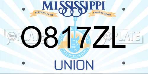 O817ZL Mississippi License Plate