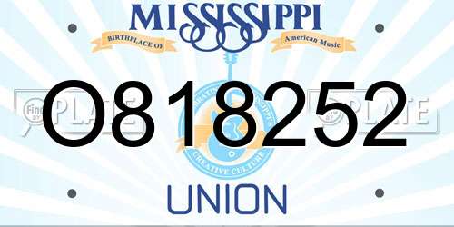 O818252 Mississippi License Plate
