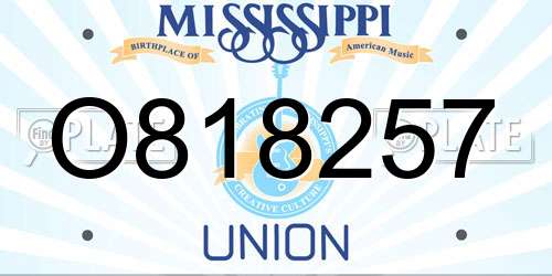 O818257 Mississippi License Plate