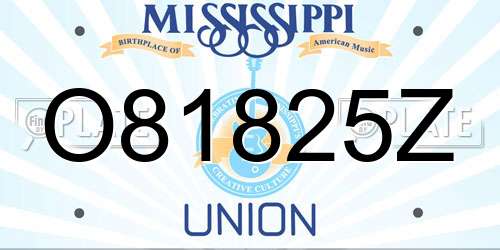 O81825Z Mississippi License Plate
