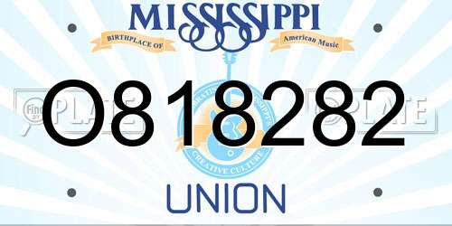 O818282 Mississippi License Plate