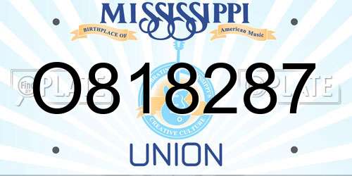 O818287 Mississippi License Plate