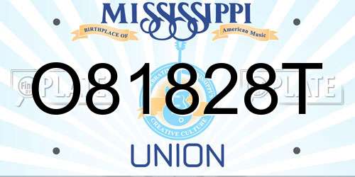 O81828T Mississippi License Plate