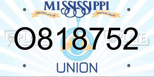 O818752 Mississippi License Plate
