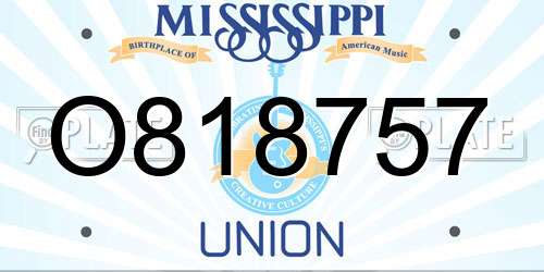 O818757 Mississippi License Plate