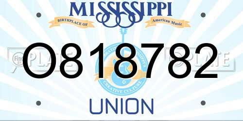 O818782 Mississippi License Plate