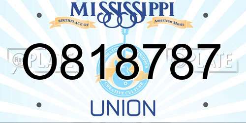 O818787 Mississippi License Plate