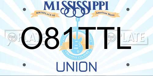 O81TTL Mississippi License Plate
