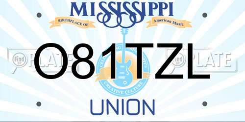 O81TZL Mississippi License Plate
